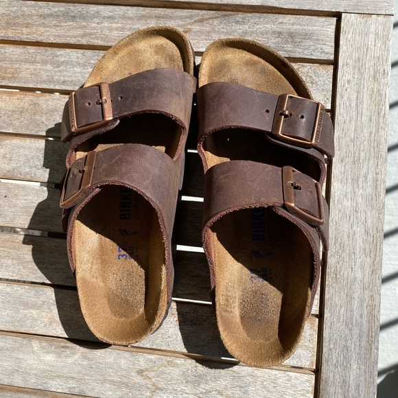 Brown Oiled Leather habana Birkenstock Sandals size 6-6.5 - Picture 3 of 8